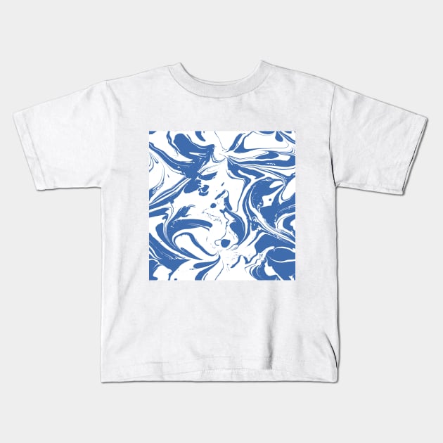 Blue Marble Pattern Kids T-Shirt by Spotlight Clothing